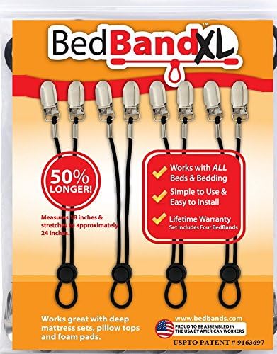 Bed Bandxl. Not Made in China. USA Worker Assembled. 50% Longer. Smooth Sheets on Any Bed. Bed Sheet Band, Holder, Gripper, Suspender, Strap. Slee...