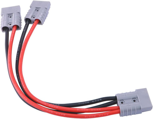 50A Connector Plug with 8AWG Wire, Y-Shaped Quick Connect Battery Harness, Forklift Plug Wire, Pair of Fixed Power Forklift connectors -30cm/0.98 ...