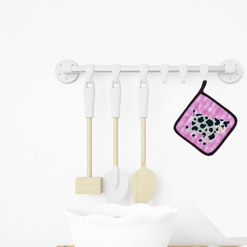 Caroline's Treasures BB7162PTHD Cow on Pink Polkadots Pair of Pot Holders Kitchen Heat Resistant Pot Holders Sets Oven Hot Pads for Cooking Baking...
