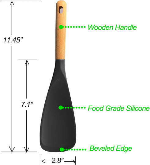 VOVOLY Cooking Spoon for Nonstick Cookingwares, Silicone Spoon Spoon for Mixing, Scoop, and Scrape, (Black-2 pack, 11.4'')...