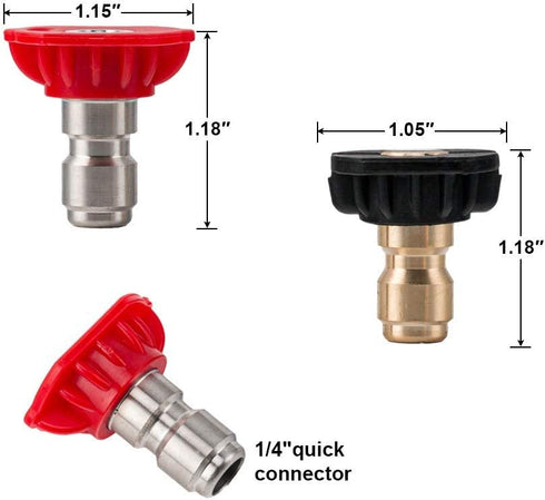 Pressure Washer Spray Nozzle Tips Multiple Degrees, 4000PSI Premium Power Washer Nozzle Tips Set with 1/4'' Quick Connect Nozzles, 5 Nozzles(0?15?...