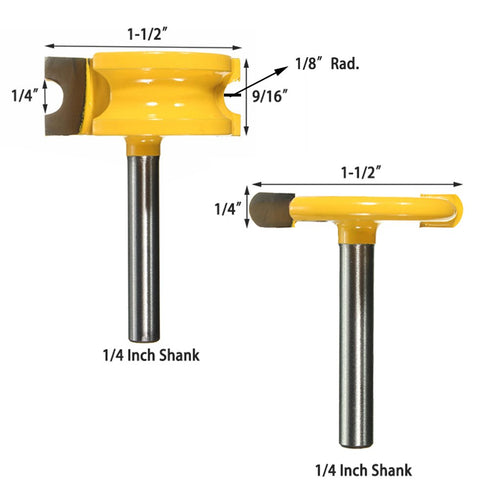 Yakamoz 1/4-Inch Shank Flute & Bead Canoe Joint Router Bit Set Carbide-Tipped Woodworking Milling Cutter...