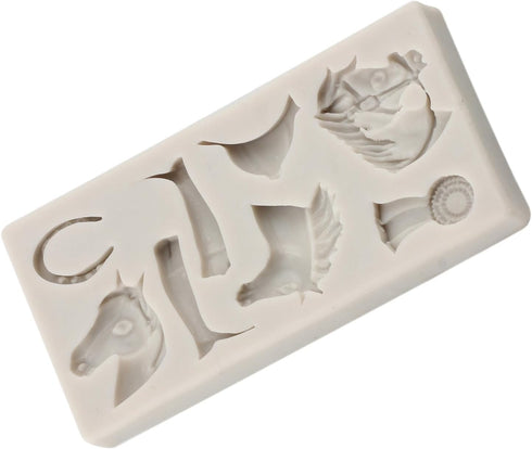 Horse Silicone Molds Horseshoe Hoof Fondant Molds Cowboy Boot Mold Horse Head Mold For Sugar Cake Decorating Cupcake Topper Chocolate Gum Paste Ca...