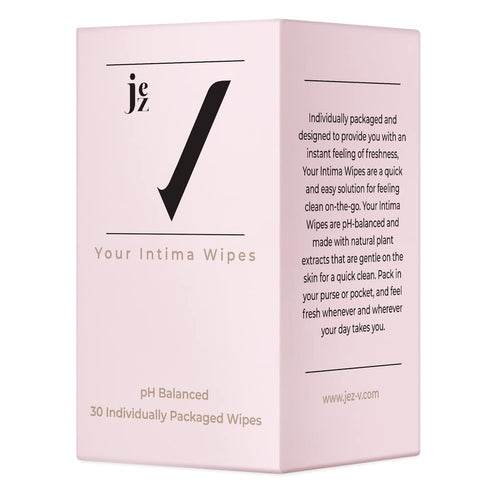 Jez Your Intima Wipes 30-Pack - Women's Feminine Care, Hygiene Products On the Go, Quick & Instant Freshness - Individually Packed Wet Wipe & Trav...