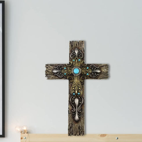 Comfy Hour Faith and Hope Collection Polyresin Wall Hanging Cross (Multi-Color)...