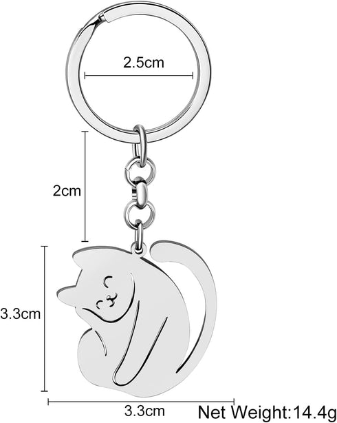 Cute Stainless Steel Cat Keychain Gifts for Women Girls Cat Keyrings Purse Car Keys Charms...