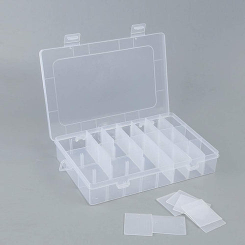 Diamond Embroidery Box Translucent Plastic Storage Organizer with 24 Mini Compartments Grids DIY Jewelry Bead Gem Container (White)...