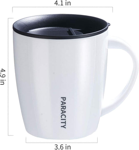 PARACITY Insulated Coffee Mug Stainless Steel Coffee Mug with Lid Handle Double Wall Vacuum Travel Mug Camping Tumbler Cup Men Women 12 oz (White)...