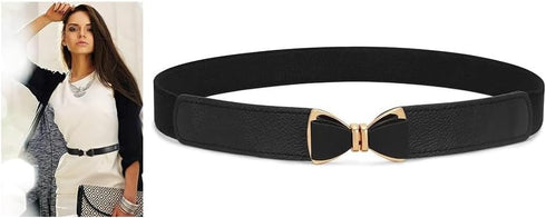 AKOAK Women's Tight Belt, Elastic Waist Buckle Belt, Artificial Leather Elastic Belt for Girls and Women, Alloy Buckle Elastic Waist Belt for Knit...