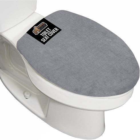 GORILLA GRIP Thick Memory Foam Bathroom Toilet Lid Seat Cover, Soft Velvet Topside, Machine Wash, Plush Cushioned Covers Fits Most Size Lids, Deco...