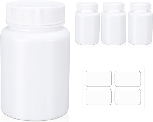 Empty Plastic Pill Bottle Medicine Bottles Reagent Chemical Container with Smooth Screw Lid For Liquid Solid Powder (150cc 4pack)...