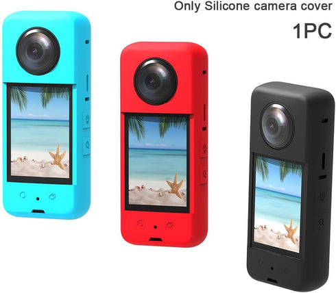 Action Camera Case Fit for Insta-360 ONE X3, Waterproof Durable Silicone Protective Cover Lens Cap Compatible for Insta-360 ONE X3 Accessory(Black...