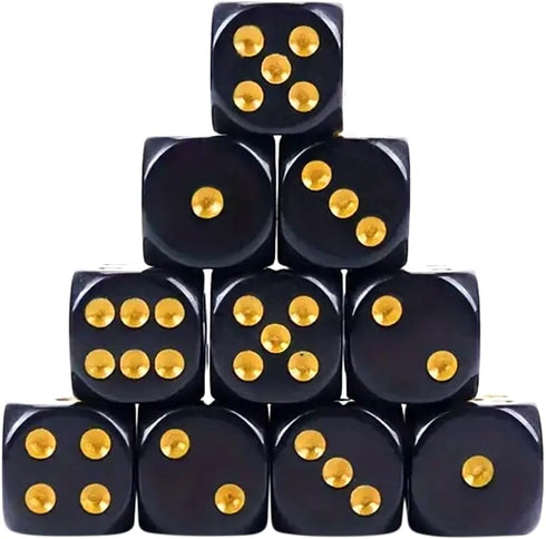 SurfaceMitt Luxury Black and Gold Dice Set 10 Count, Premium Durable Gaming Dice for Tabletop and RPGs...