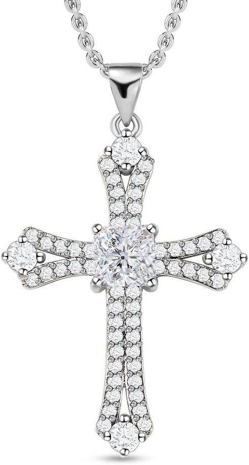 Shop LC Cross Necklace for Women White Cubic Zirconia Pendant Christian Jewelry Faith Religious Stainless Steel Size 20" Catholic Faith Christian ...