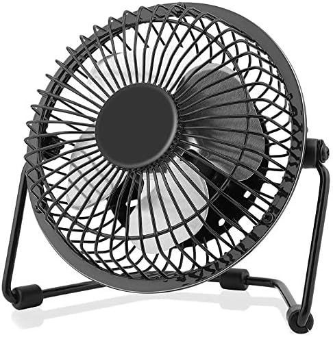 xasla 4 Inch Small USB Desk Fan, Mini Quiet Fan with Metal Construction & Strong Airflow & 360°Adjustable Tilt Angle, Personal Cooling Fan for Des...