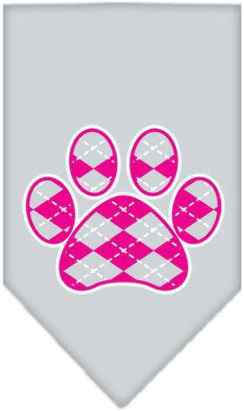 Mirage Pet Products Argyle Paw Pink Screen Print Bandana for Pets, Small, Orange...