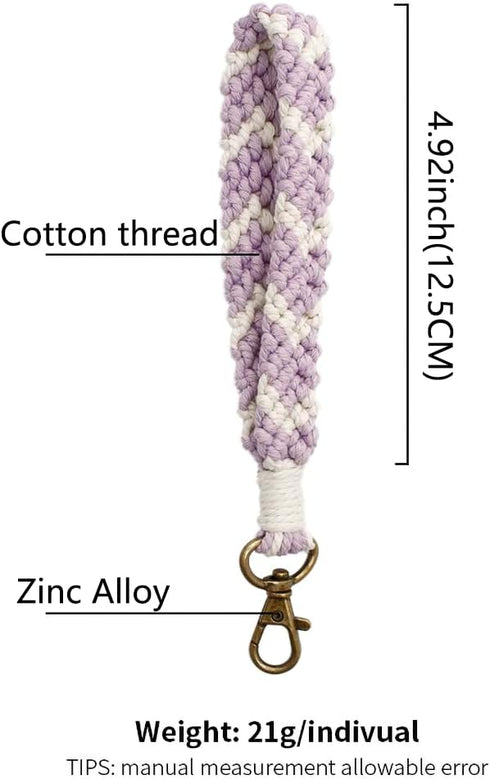 Women's Boho Macrame Keychain Wristlet Bracelet Handmade Braided Hand Wrist Lanyard for Keys, Purse, Car Keys Holder...