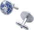 World Map Unique Cufflinks for Men Classic Round Blue Globe Earth Cufflinks in Gift Case for Wedding Business French Cuff Shirt...