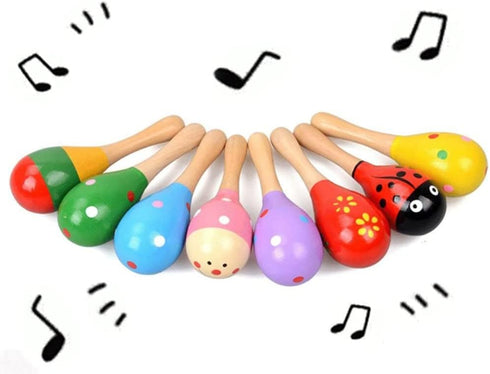 Sansheng 6 PCS Mini Fiesta Wooden Maracas Toys, Wooden Maracas Festival Painting, Wooden Carnival Maracas (Random Colors)...