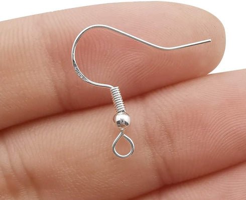 200 PCS/100 Pairs 925 Silver Hypo-allergenic Earring Hooks Fish Hook Ear Wires French Wire Hooks Jewelry Findings Earring Parts DIY Making with 20...