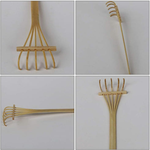 EXCEART 2pcs Five-Tooth Bamboo Sand Rake Mini Bonsai Accessories rake for Zen Garden Office Desk Accessories Zen Garden Accessory Sandbox for Mini...