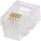 Monoprice 6P4C RJ11 Modular Plugs for Round Solid Cable - Crimp On, 1U, 3 Prongs, 4 Conductor, Clear, 50-Pack...