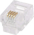 Monoprice 6P4C RJ11 Modular Plugs for Round Solid Cable - Crimp On, 1U, 3 Prongs, 4 Conductor, Clear, 50-Pack...