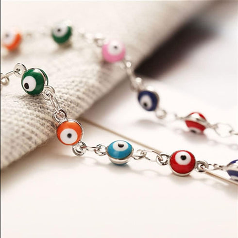 Evil Eye Ankle Bracelet Silver Evil Eye Bead Anklet Beach Fashion Foot Jewelry for Women...