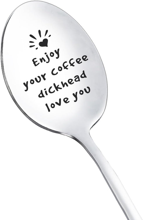 Anniversary Valentines Day Gifts for Husband Wife Enjoy Your Coffee Dickhead Love You Spoon for Boyfriend Girlfriend Coffee Tea Lover Gift for Cou...
