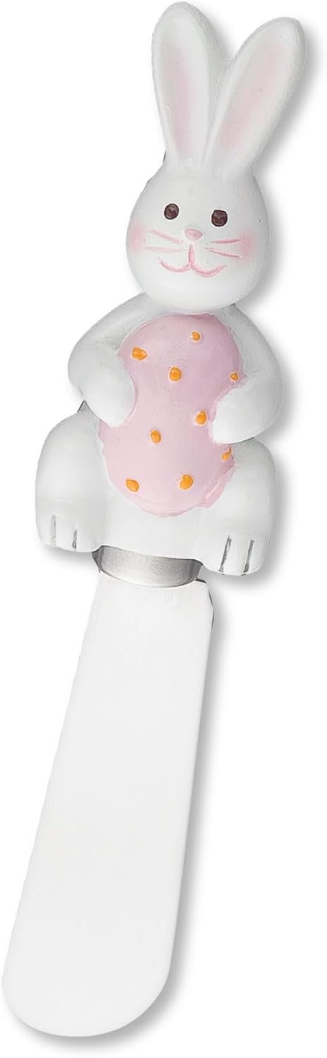 Easter Bunny Cheese Spreaders, Hand-Painted Resin Handles with Stainless Steel Blades for Spreading Cream Cheese, Butter, and Jam, Assorted Design...
