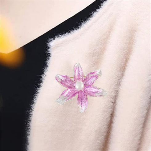 Iris Flower Enamel Pins Brooches with Pearl Bag Clothes Lapel Pins Badge Plant Brooch Pin Jewelry Gifts for friends...