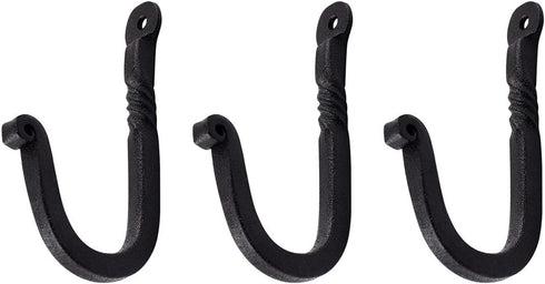 Renovators Supply Bathroom Hooks 3.5 in. Black Wrought Iron Wall Mount Hooks for Hanging Robe, Towel, Hat, Or Jewellery with Mounting Hardware Pac...