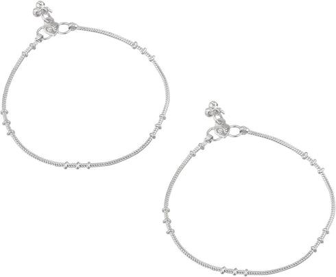 Efulgenz Indian Anklets for Women Indian Style Anklet Pair for Women Indian Ankle Bracelets Indian Ankle Bracelets Indian Silver Ankle Bracelets f...