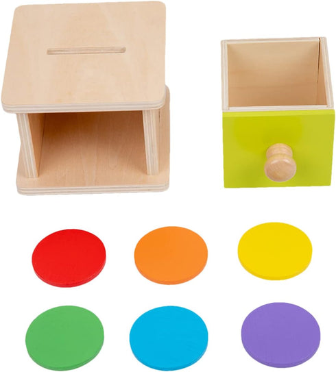 Adena Montessori Coin Box Yellow-Green Door Baby Toys for 6-12 Months 1 2 Years Old Toddlers Infant Toys...