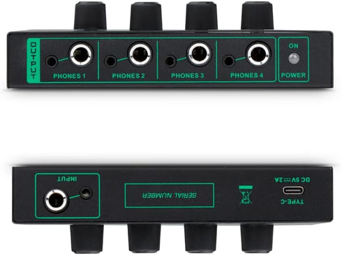 4 Channels Headphone Amplifier with 1/4" and 1/8" TRS Jack Input for Dj Mixer Headphone Mixer Amps Headphone Splitter with Separate Volume Control...