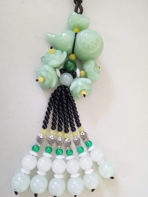 Chinese Traditional Style Green Crystal Hanging Decoration House Door Window Charm Hanging Pendant Amulet Pray for Luck Safety (Gourd)...