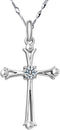 925 Sterling Silver Inlaid Crystal Cubic Zirconia Cross Pendant Necklace...