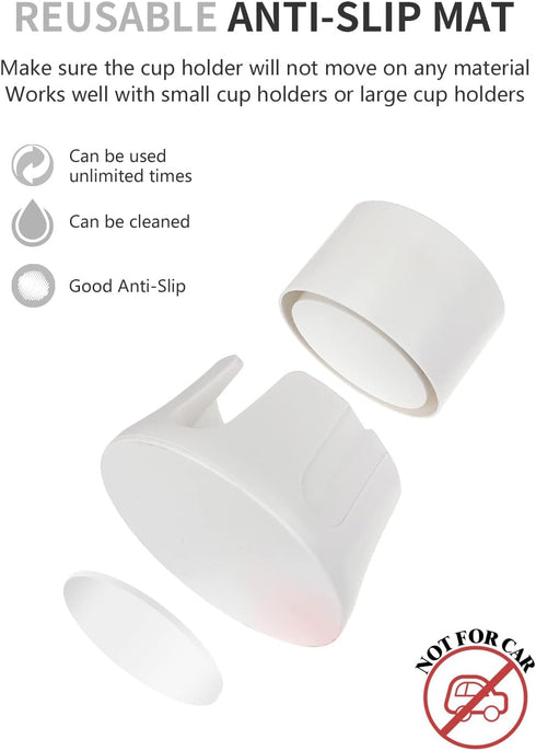 Anti-Spill Cup Holder, Drink Coaster with Anti-Slip Mat Fits Drink for Home Office Outdoors (White)...