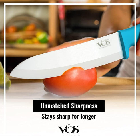 Vos Ceramic Knife Set with Peeler, Ceramic Knives Set For Kitchen, Ultra Sharp Kitchen Knife Set with Covers, 3" 4" 6" Paring, Utility & Chef Knif...