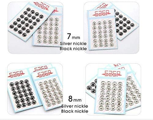 YICBOR 288sets/lot Sew-on PressSnap Buttons Metal Snap Fastener Buttons Press Button for Sewing Clothing(Silver Nickle, 6mm)...