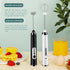 Rechargeable Milk Frother, 3-Speed Electric Handheld Frother for Coffee with 2 Whisks and Coffee Decoration Tool, Coffee Frother Mixer, Stand-up D...