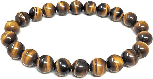 8mm Tiger Eye Stone Stretch Bracelet Round Beads Semi Gemstone for Elastic Bracelet 7.5"...