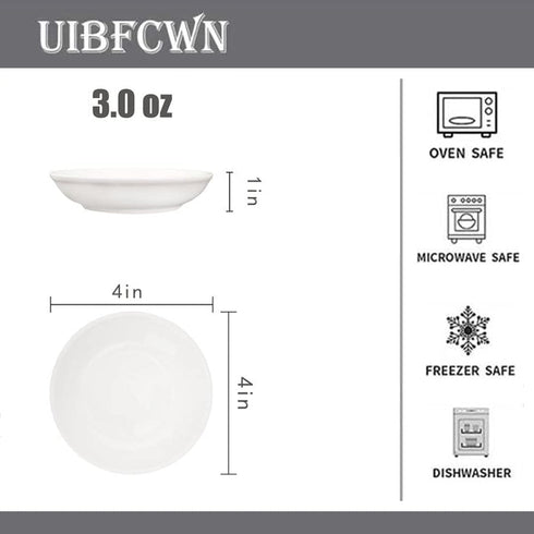 UIBFCWN 3 Oz Ceramic Dipping Bowls, Soy Sauce Dish & Bowl, Small Dipping Sauce Bowls, Flat Cat Dish, Mini Appetizer Plates for Side Dishes, Condim...
