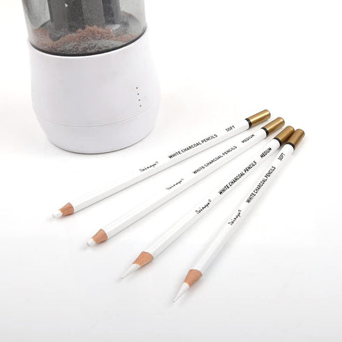 dainayw 6 Pcs White Charcoal Pencils Drawing Set, Professional Smooth Soft & Medium Sketching Pencil Art Supplies for Drawing, Highlighting, Sketc...