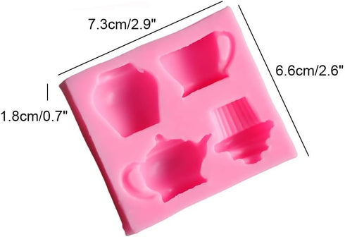 Teapot Cup Cupcake Shape Afternoon Tea Silicone Mold Sugar Chocolate Candy Fondant Cake Cupcake Toppers Decoration Tool Polymer Clay Epoxy Resin M...