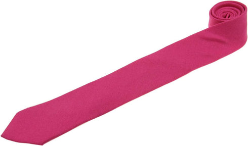 Mens Solid Linen Tie Set : Slim Necktie with Matching Pocket Square (Fuchsia)...