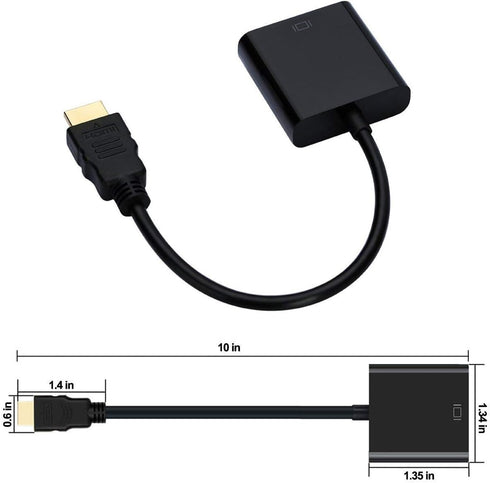 HDMI to VGA, Gold-Plated HDMI to VGA Adapter, Male to Female for Computer, Desktop, Laptop, PC, Monitor, Projector, HDTV, Chromebook, Raspberry Pi...
