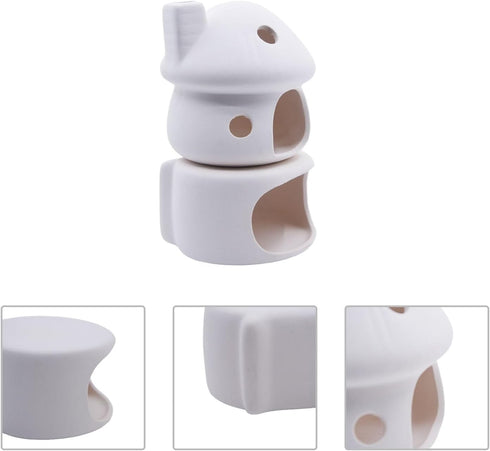 Cute Betta Fish Tank House with Cave Set, Small Mushroom Fish Aquarium Decor Pottery Hide Cave Habitat Hut for Betta Fish Passing or Hiding Safely...