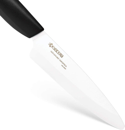 Kyocera Advanced Ceramic Revolution Series 4.5-inch Utility Knife, Black Handle, White Blade - FK-110 WH...