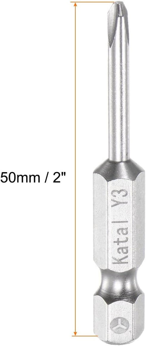 5pcs Y3 Tri-point Screwdriver Bit 1/4" Hex Shank 2" Length Magnetic Y Type Screw Driver Power Tool...